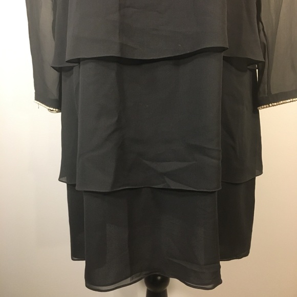 Kay Unger Evening 100% Silk Tiered Crystal Dress 4 - Picture 6 of 16